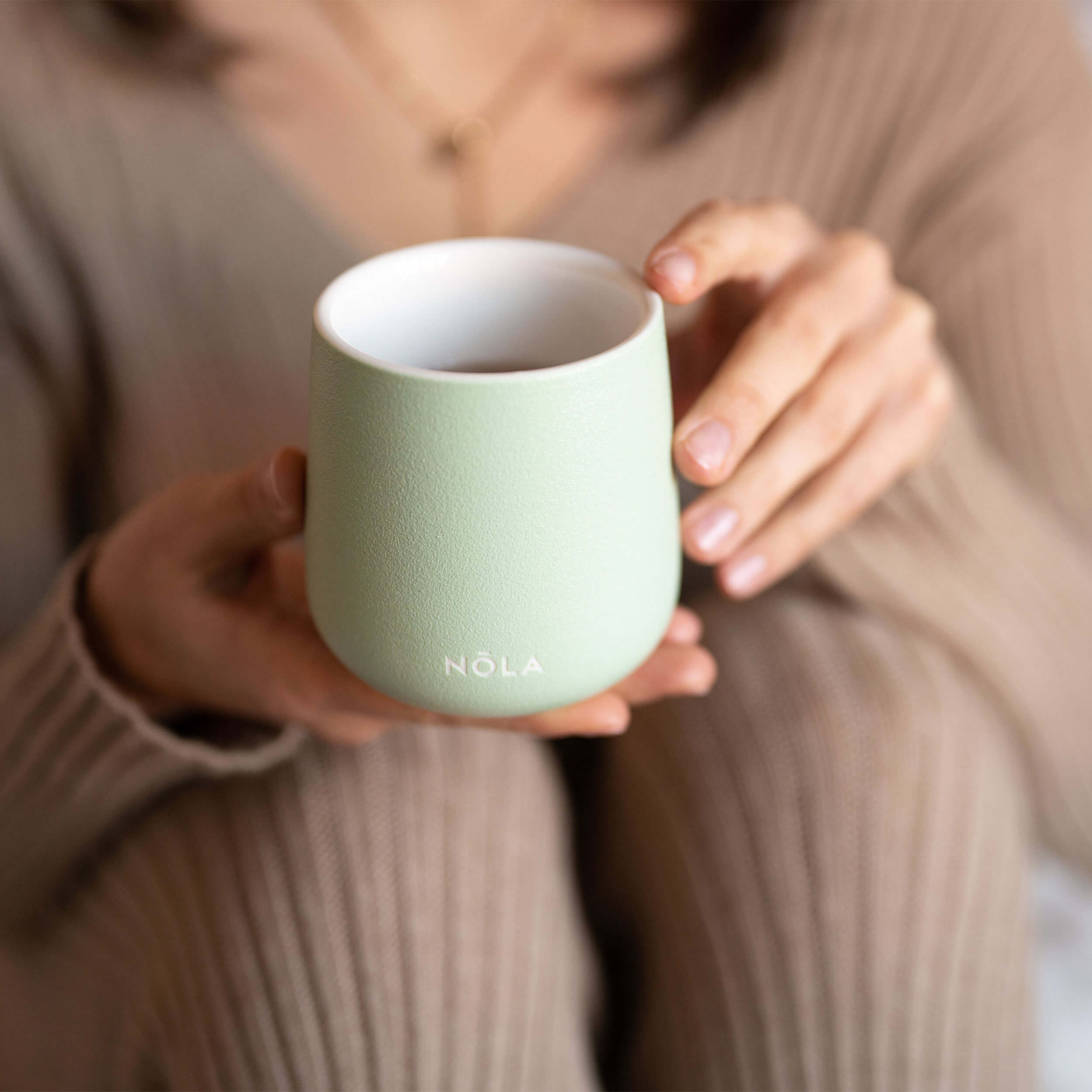 Doppelwandige Keramik-Teebecher 2er-Set (mintgrün)