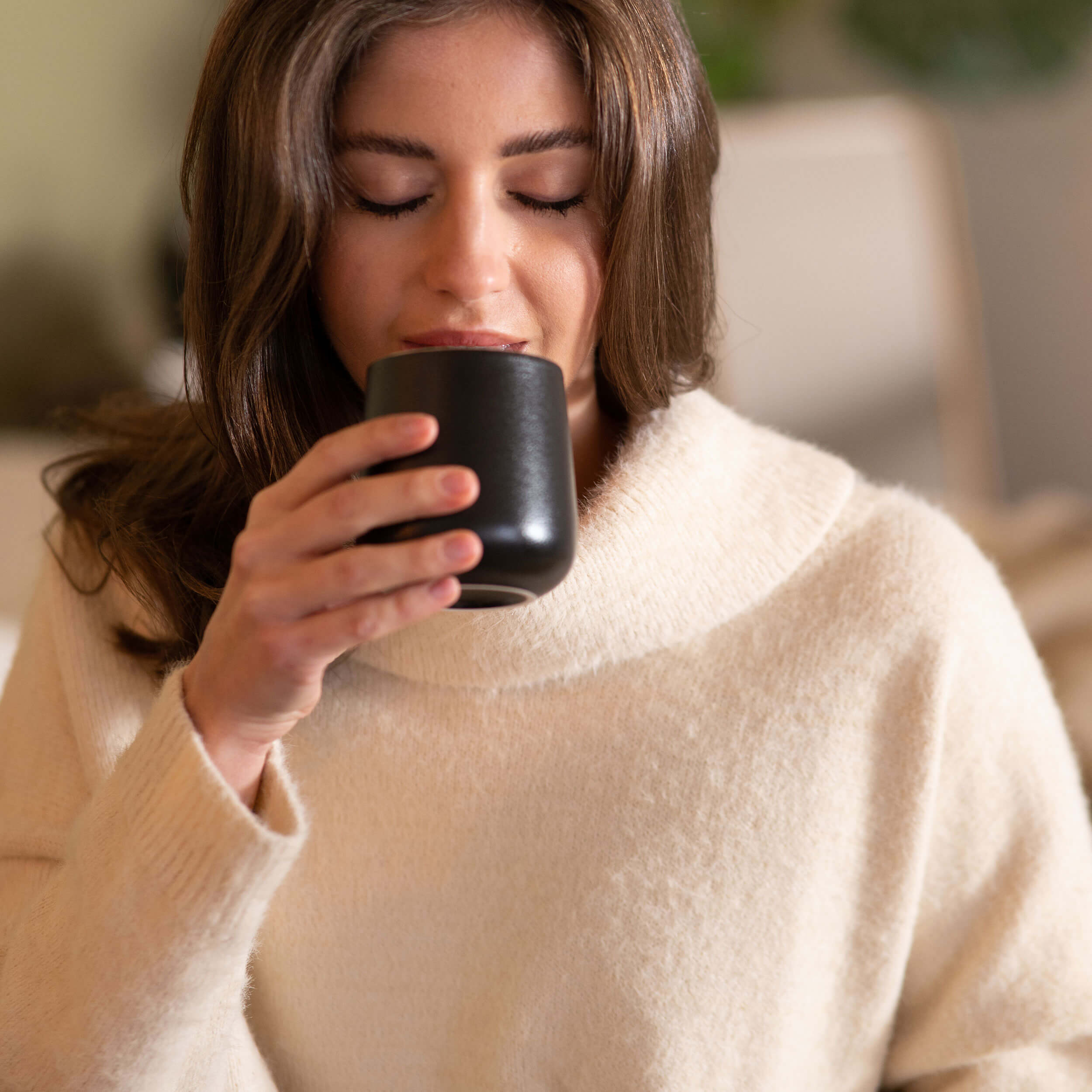 Doppelwandige Keramik-Teebecher 2er-Set (schwarz)