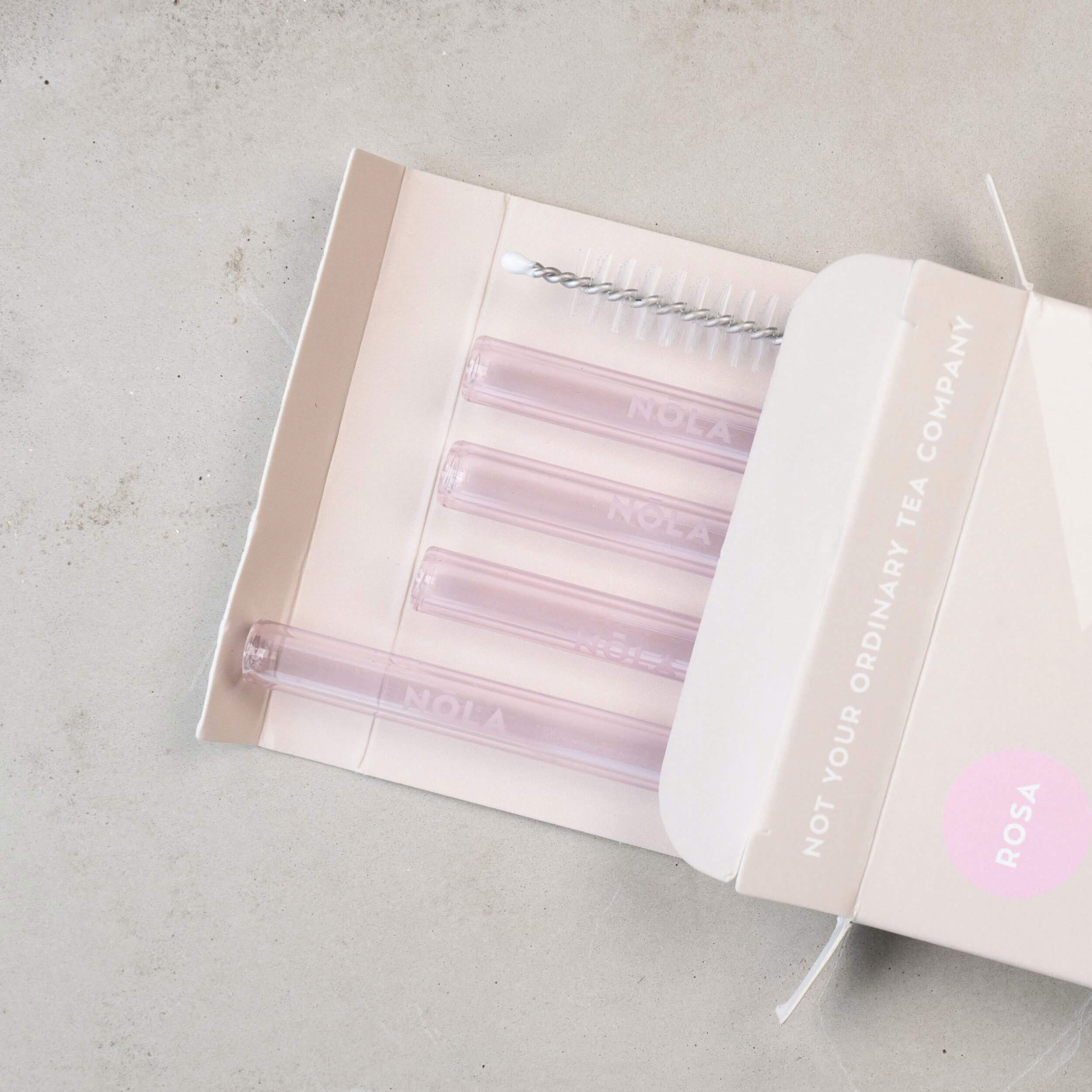 Glastrinkhalme für heiße & kalte Getränke 4er-Set (rosa)