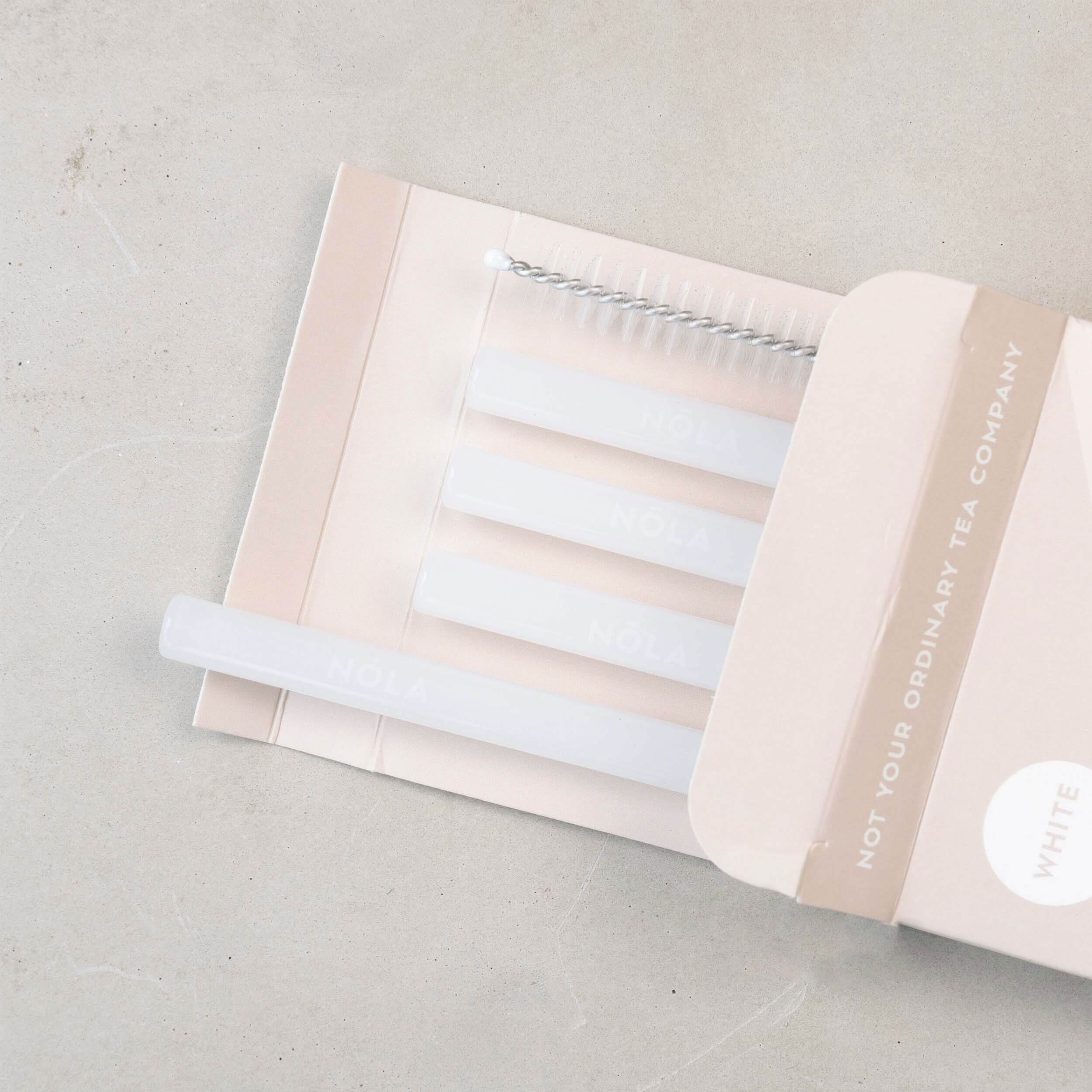 Glastrinkhalme für heiße & kalte Getränke 4er-Set (weiß)